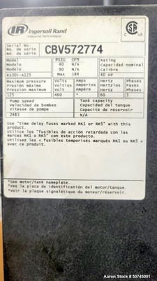 184 cfm, 125 psi, Ingersoll-Rand #RS30i-A125, Air Compressors, 40 HP, 208-230/460 V., 2018 - Image 7