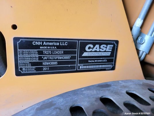 Case #TR270, Skid Steer Loader, enclosed cab, bucket, forks, diesel powered, 74 HP, S/N NBM438885, 2011 - Image 7