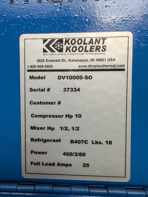 Hoffman #UBF-300K, filter machine, with Koolant Koolers chiller, low usage - Image 5