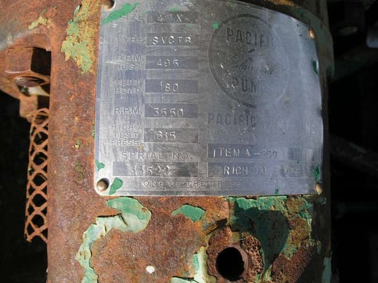 495 GPM @ 180' TDH, Pacific #SVCTB, Centrifugal Pump, Horz., 1-Stage, 6" suction, 4" discharge, 40 HP, 3550 - Image 2