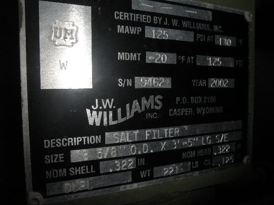J.width Williams, Horizontal Test Separator, 30" outside dimension x 10', 1200 psi @ 200 F, 1.125" shell & - Image 6