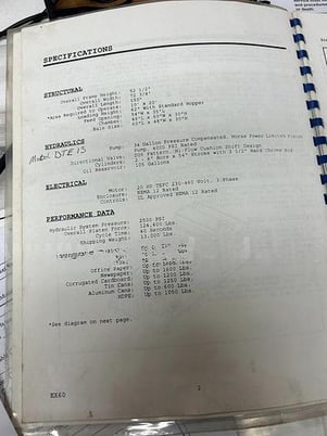 Excel #EX-60, closed door dual cylinder baler, (2) 6" cyinders, 20 HP - Image 7