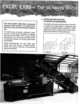 Excel #EX-60, closed door dual cylinder baler, (2) 6" cyinders, 20 HP - Image 9