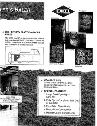 Excel #EX-60, closed door dual cylinder baler, (2) 6" cyinders, 20 HP - Image 10