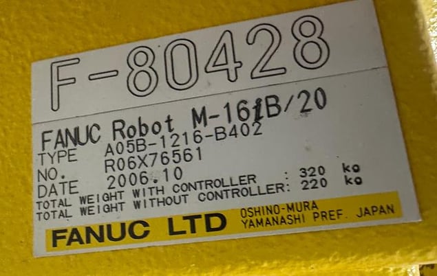 Fanuc, m- 16ib/20, 6-Axis CNC robot, R30iA controller, pendant, cables, under 300 hours of use, 2006 - Image 2