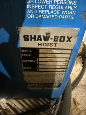 3 Ton, Shaw-Box #115735-14, Electric Chain Hoist, 16/5 FPM, 3HP, S/N KO-70266, 115735-14 - Image 9