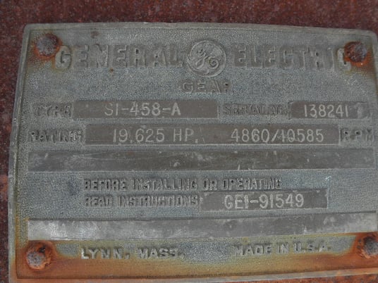 19625 HP @ 4860 RPM, General Electric #SI-458, Parallel Shaft Gear Increaser Gearbox, 10585 RPM output, 2.17 - Image 6