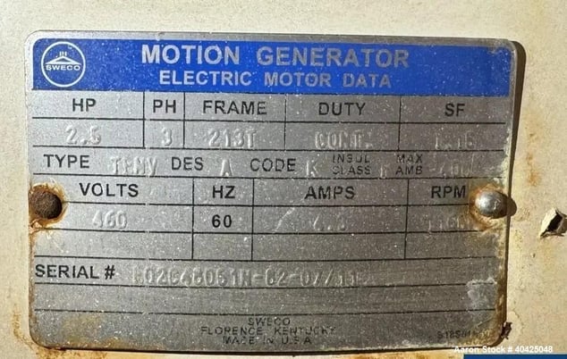 48" Sweco #MX48S888TLWC, Screener, Stainless Steel Construction, double deck, triple separator, 2.5 hp - Image 8