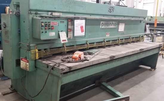 1/4" x 12' Piranha #Allsteel-1/4-12, squaring shear, 1" x3" knife size, 36" Back Gauge, 13 holddowns, 2001 - Image 1