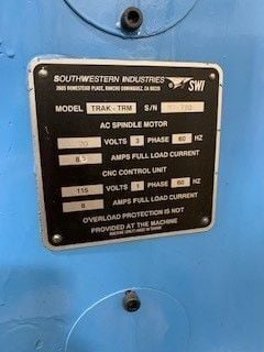 Southwestern Industries #Trak-TRM, CNC vertical mill, 10" x54"table, 3 HP, 70-4200 RPM,Prototrak MX2 Control - Image 3