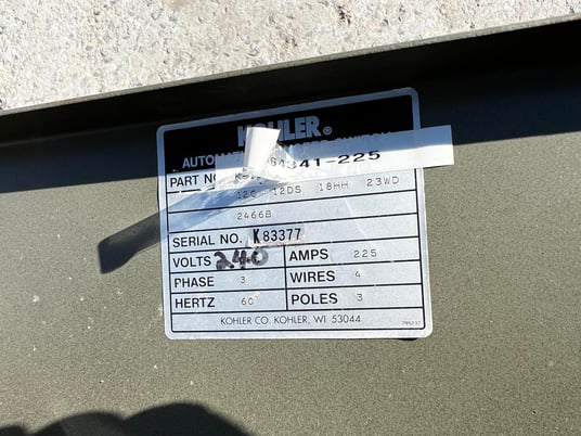 225 Amp. Kohler #K-164341-225, automatic transfer switch, 240 Volts, 3-phase, 4-wires, 3-poles, Nema 1, 1995 - Image 10