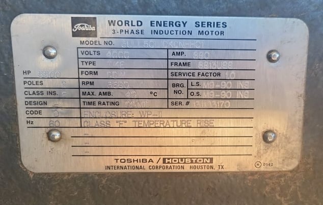 5500 HP 3600 RPM Toshiba, Frame 6813USS, weather protected enclosure type 2, 1.0 service factor, 4000 Volts - Image 10