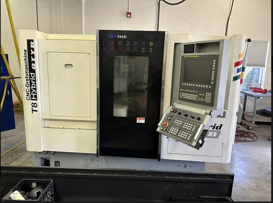 Quick-Tech #T8 Hybrid 9-Axis CNC lathe, Fanuc 0iTF, 19.6" swing, 11.81" swing over cross slide, 2.5" bar, 2016 - Image 1