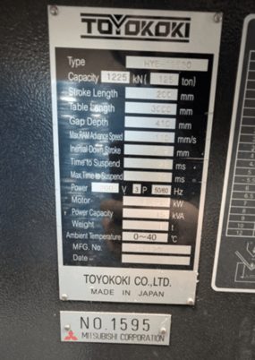 125 Ton, Toyokoki #HYB-125, 6-Axis, 10' overall, 96" between housing, 7.87" stroke, 2009 - Image 7