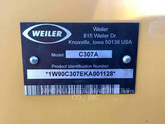Weiler C307A, Tandem Rollers Static, 121 hours, S/N: 1W90C307EKA001128, 2022 - Image 6