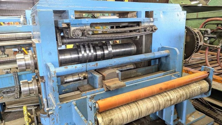 24" x 5" Ruesch, Slitting Line, Model 300, Steel Stripper Rings, Entry/Exit Coil Cars, Tension Stand. - Image 2