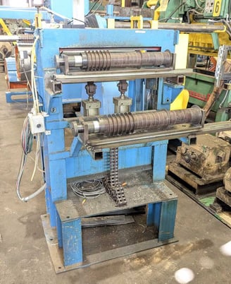 24" x 5" Ruesch, Slitting Line, Model 300, Steel Stripper Rings, Entry/Exit Coil Cars, Tension Stand. - Image 4