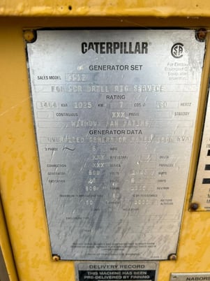 1025 KW, 1200 RPM, Caterpillar #3512, Generator End, 3 phase, 6-wire, 1464 kVA, 600 V - Image 2