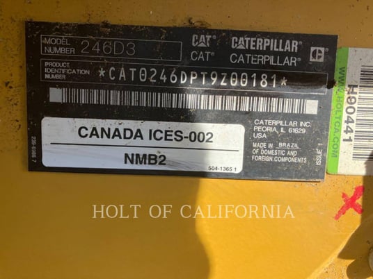 Cat 246D3 HF, Skid Steer Loader, 1906 hours, S/N: T9Z00181, 2022 - Image 6