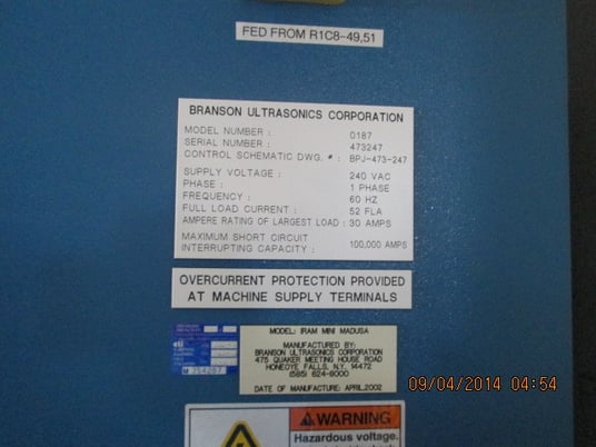 Branson #0187-IRAM-MINI-MEDUSA, plastic welding system, chiller, Control, spares, 2002 - Image 9