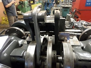 Baird #3, 4-slide wire forming, 3/16" wire diameter, 1-1/8" ribbon wire, 10" feed, split cams, wear plates - Image 6