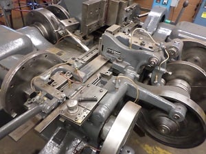 Baird #3, 4-slide wire forming, 3/16" wire diameter, 1-1/8" ribbon wire, 10" feed, split cams, wear plates - Image 7