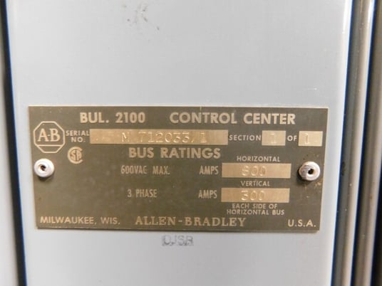 Allen-Bradley, 712033/1, motor control center MCC section, 800/300A, 600 Volts - Image 8