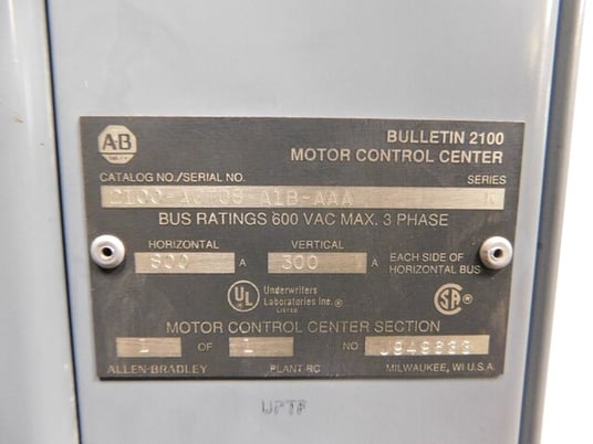 Allen-Bradley, 712033/1, motor control center MCC section, 800/300A, 600 Volts - Image 9