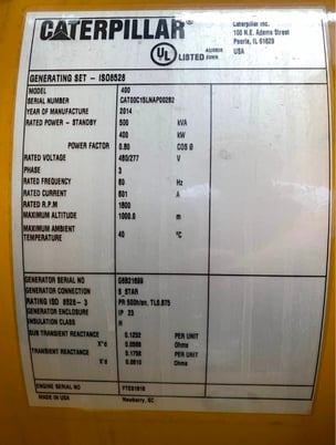 400 KW Caterpillar #C15, generator set, enclosed with tank, 277/480 Volts, 2014 - Image 6
