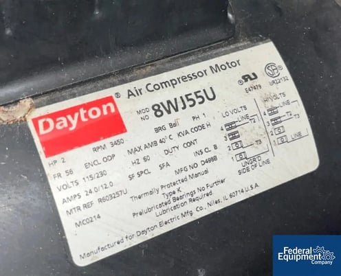 2 HP Speedaire #4B233B, air compressor, 135 psi, 30 gallon, 3450 RPM - Image 8