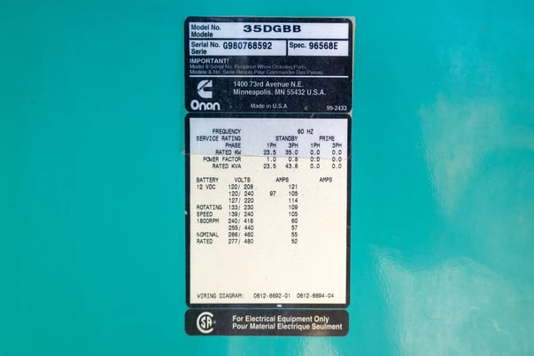 35 KW Cummins #4B3.9-G2, diesel generator, 277/480 Volts - Image 6