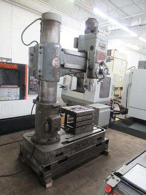 3.6'-11" Ikeda #RM1000, radial arm drill, power clamping, power elevation, box table, 3 HP - Image 2