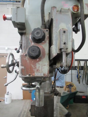 3.6'-11" Ikeda #RM1000, radial arm drill, power clamping, power elevation, box table, 3 HP - Image 8