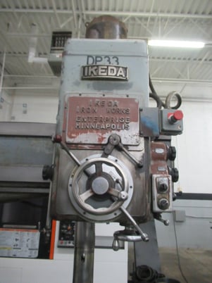3.6'-11" Ikeda #RM1000, radial arm drill, power clamping, power elevation, box table, 3 HP - Image 9