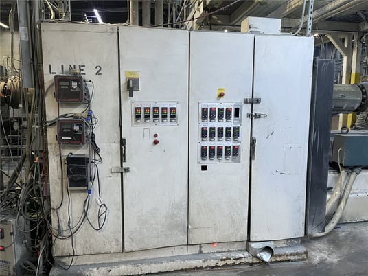6" Welex, 27" sheet line, 30:1 L/D, air-cooled, 6 barrel zones, 500 HP Baldor AC motor, 2000 - Image 6
