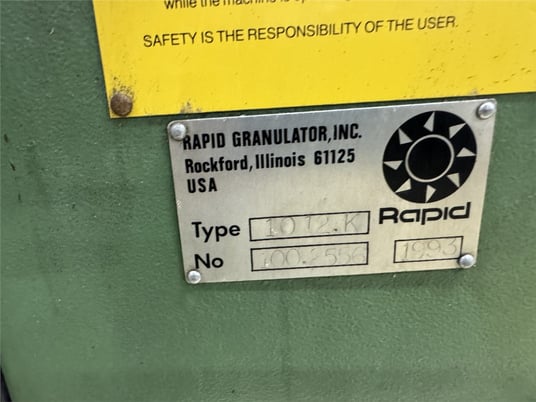 10" x 12" Rapid #1012.K, granulator, 7.5 HP w/ blower, 3 knife open rotor, 4" diameter discharge - Image 10