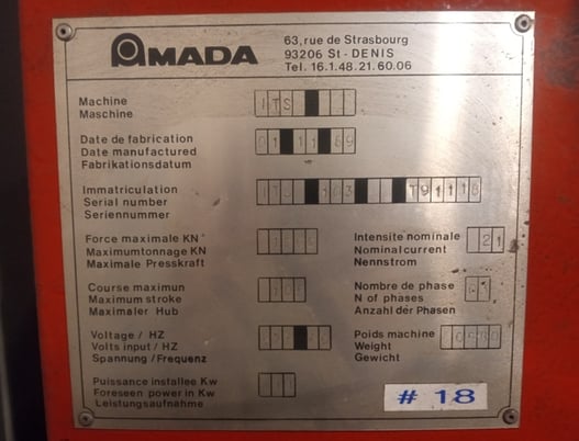 110 Ton, Amada, hydraulic press brake, 10' overall, Hurco Autobend 5C, foot pedal - Image 2