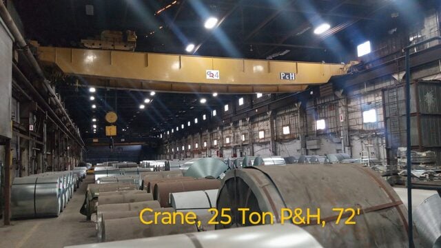 25 Ton, P & H, heavy duty overhead crane, 72' Span, dual speed hoist & bridge - Image 1