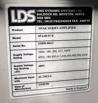 8 KIP LDS Bruel & Kjaer #V875-440T, 40kVa Amp, w/Thermotron Temp & Humidity Chamber, 2000 - Image 8