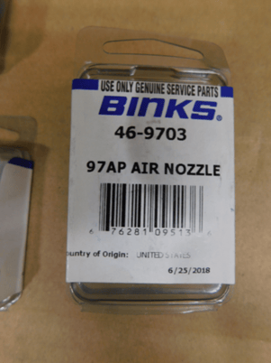 Binks #46-9703, 97 Associated Pacific Air Nozzle, for Mach 1SL Spray Gun, 2 Qty., New - Image 2
