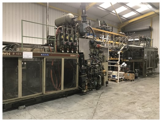 Brown #B4042 thermoforming line, 40" x 42", 6" daylight, w/ former & T340 trim press. 1996 - Image 6