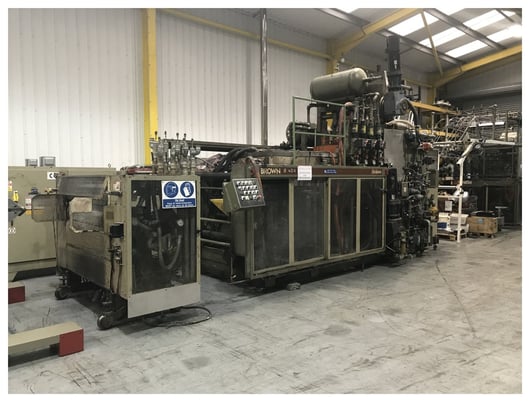 Brown #B4042 thermoforming line, 40" x 42", 6" daylight, w/ former & T340 trim press. 1996 - Image 9