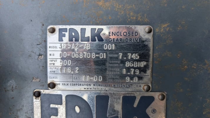 86 HP @ 900 RPM, Falk #365A2-AB, Enclosed Gear Drive Gearbox, Parallel Shaft, 116 Output RPM, 7.74:1 Ratio - Image 9