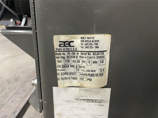 AEC #BD-2500R-4, 3 component gravimetric blender, 2500 lb/hr, pneumatic slide gates - Image 4