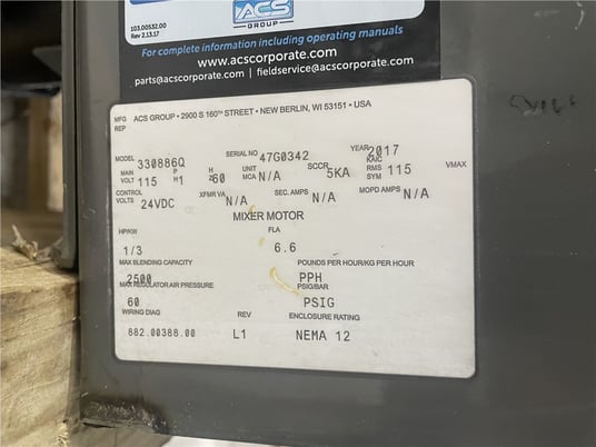 AEC #BD-2500R-4, 3 component gravimetric blender, 2500 lb/hr, pneumatic slide gates, 2017 - Image 2
