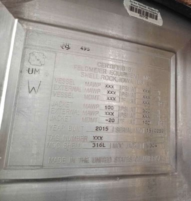 500 gallon Feldmeier, jacketed sanitary 316L Stainless Steel mix/tank, sweep/scrape agitation - Image 6