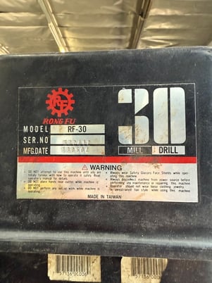 Rong Fu #RF-30, Vertical Mill/Drill, 150-3000 RPM, R-8 spindle - Image 5