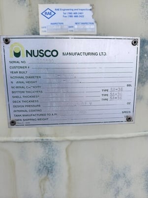 100 bbl Coated Pop Tank, 1997 - Image 5