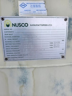 100 bbl Coated Pop Tank, 1997 - Image 6