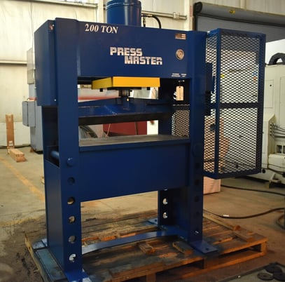 200 Ton, Press Master #HFT-200T, H-frame electric-hydraulic shop press, manually adjustable table - Image 1